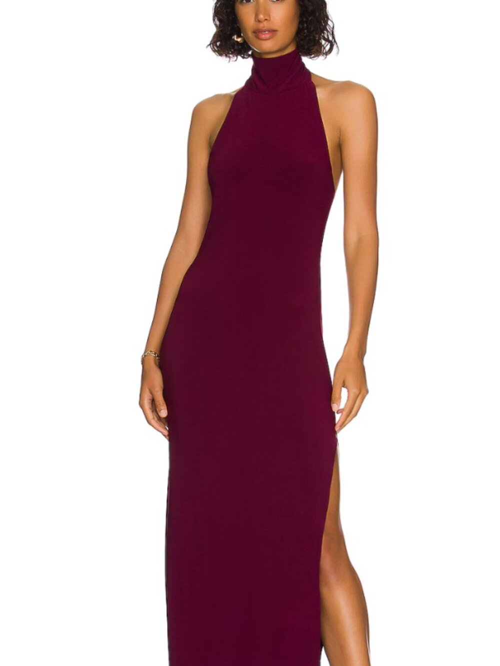 Norma Kamali Turtle Neck Side Slit Dress